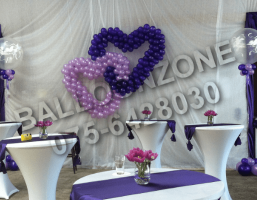 Ballonnenhart dubbel paars en lila voor een bruiloft