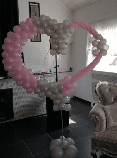 Ballonnenhart op voet roze en zilver