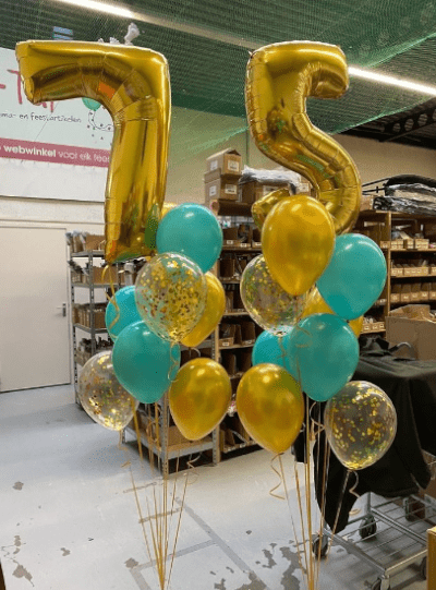 Ballontrossen 75jaar goud en blauw