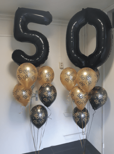 Heliumballonnen tros 50 jaar zwart en goud