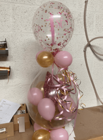 cadeau ballon 1jaar roze