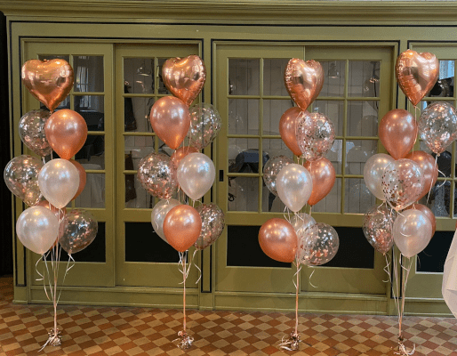 heliumballonnen als vloerdecoratie rosegoud
